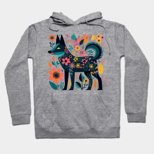 colorful wolf with flowers Hoodie